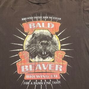 Spencer’s Men Medium Bald Beaver Brewing Co‎ Brown Short Sleeve Shirt